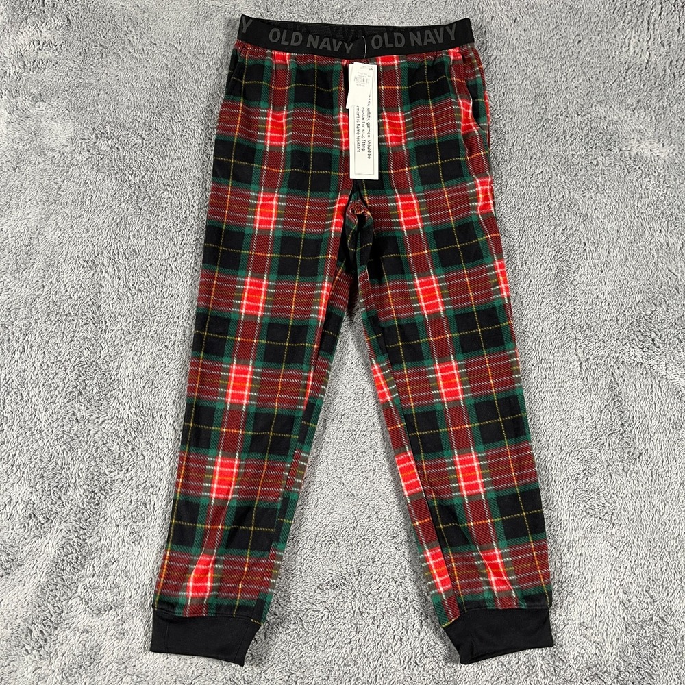 Old Navy Boys Large 10-12 Plaid Flannel Pocketed Pajama Pants Christmas Pockets